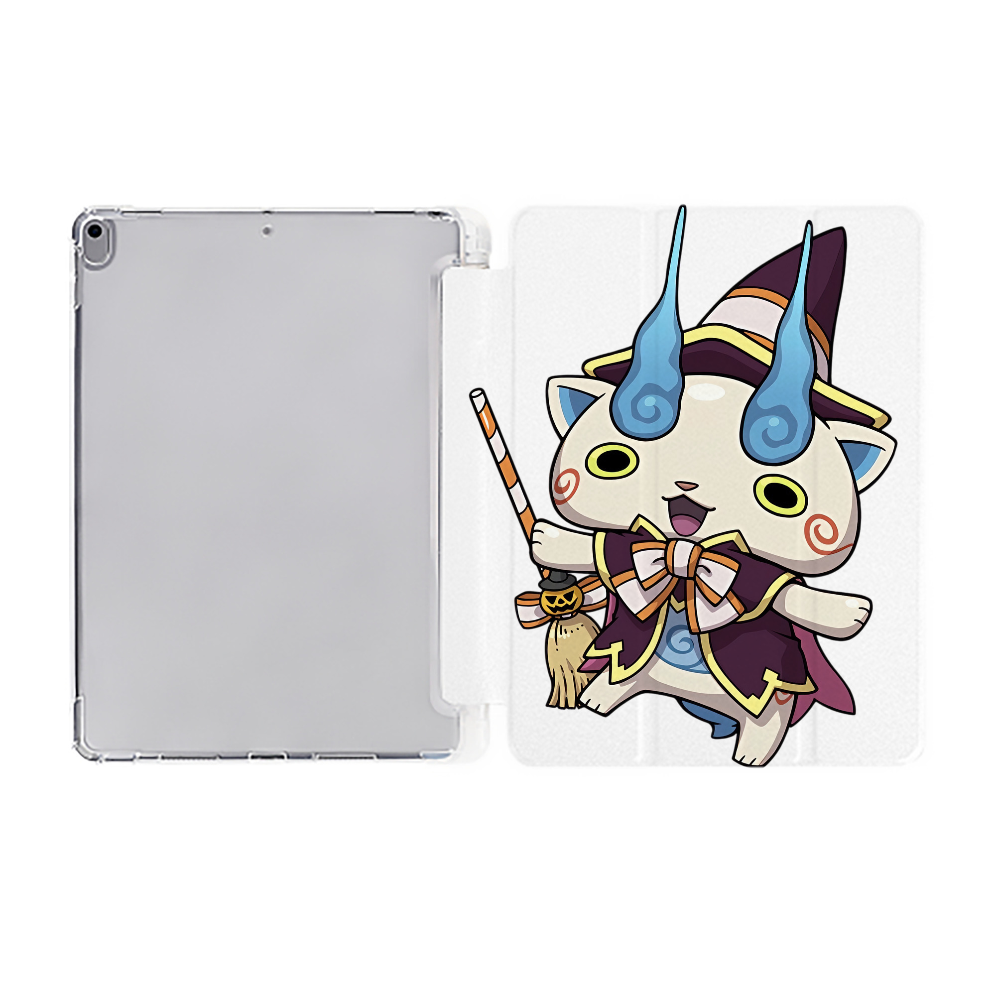 （画像用） 妖怪ウォッチ Yo-kai Watch IPad ケース ペン収納付き 三つ折りスタンド PUレザー×シリコン 対応機種9.5/10.5/10.9インチ